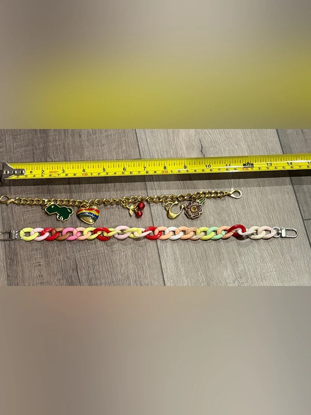 Gold Bag Charm and multicolored Bag Charm